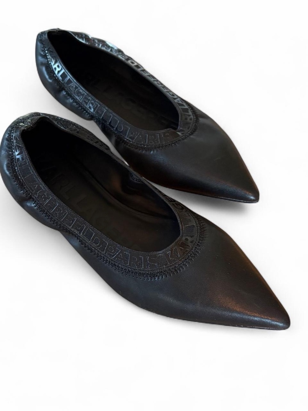 NEW KARL LAGERFELD PARIS Vinette Pointed Toe Black Ballet Flats 6.5